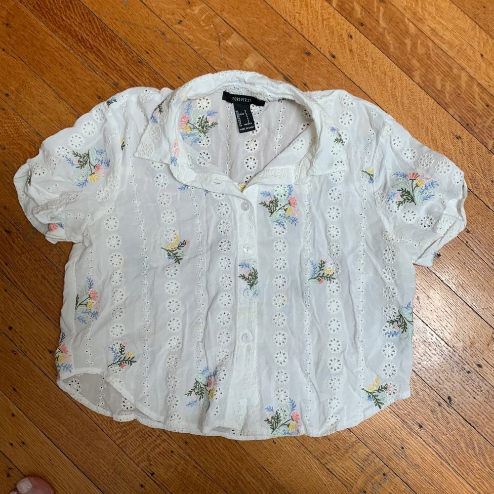 Forever 21 floral print button-up shirt